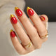 Red Gold-Tipped French Tip Short Press-On Nails