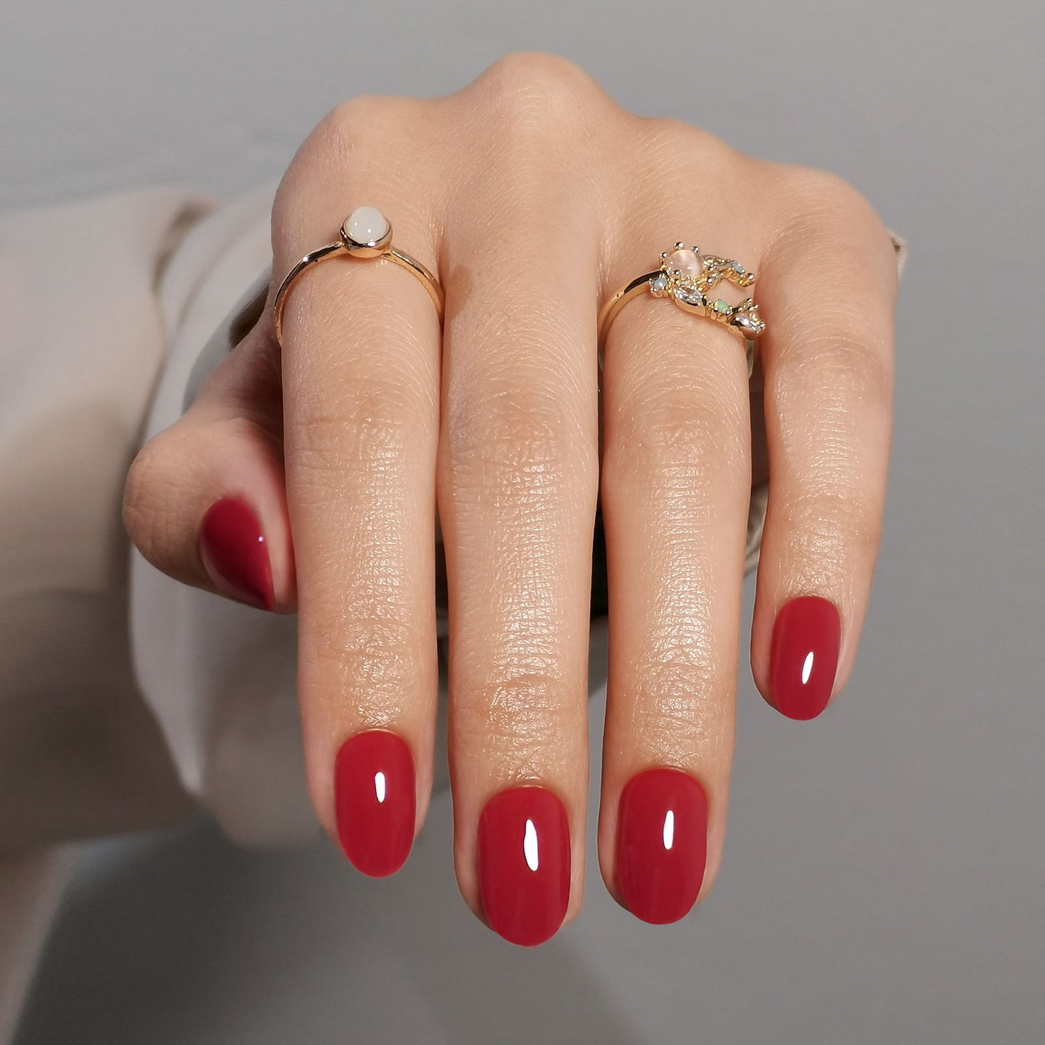 Cherry Red Short Oval Soft Gel Nails