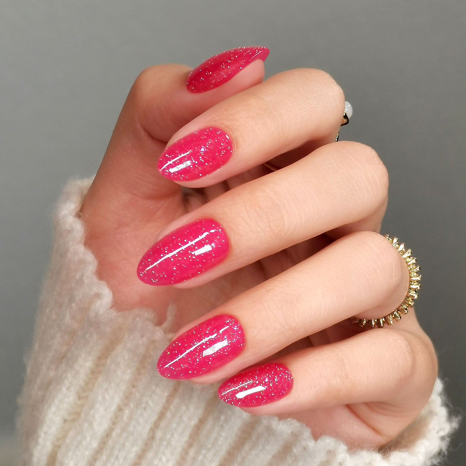 Glitter Hot Pink Press on Nails