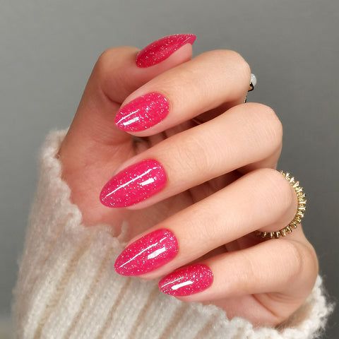 Glitter Hot Pink Press on Nails