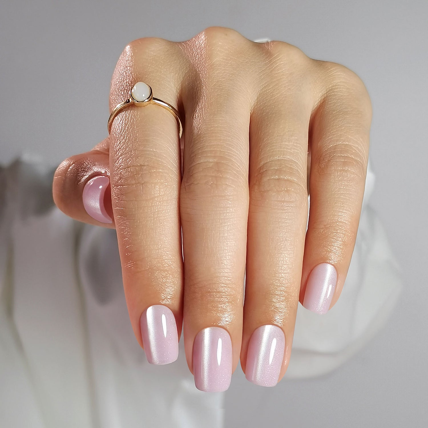 Cat Eye Light Pink Press on Nails Kit