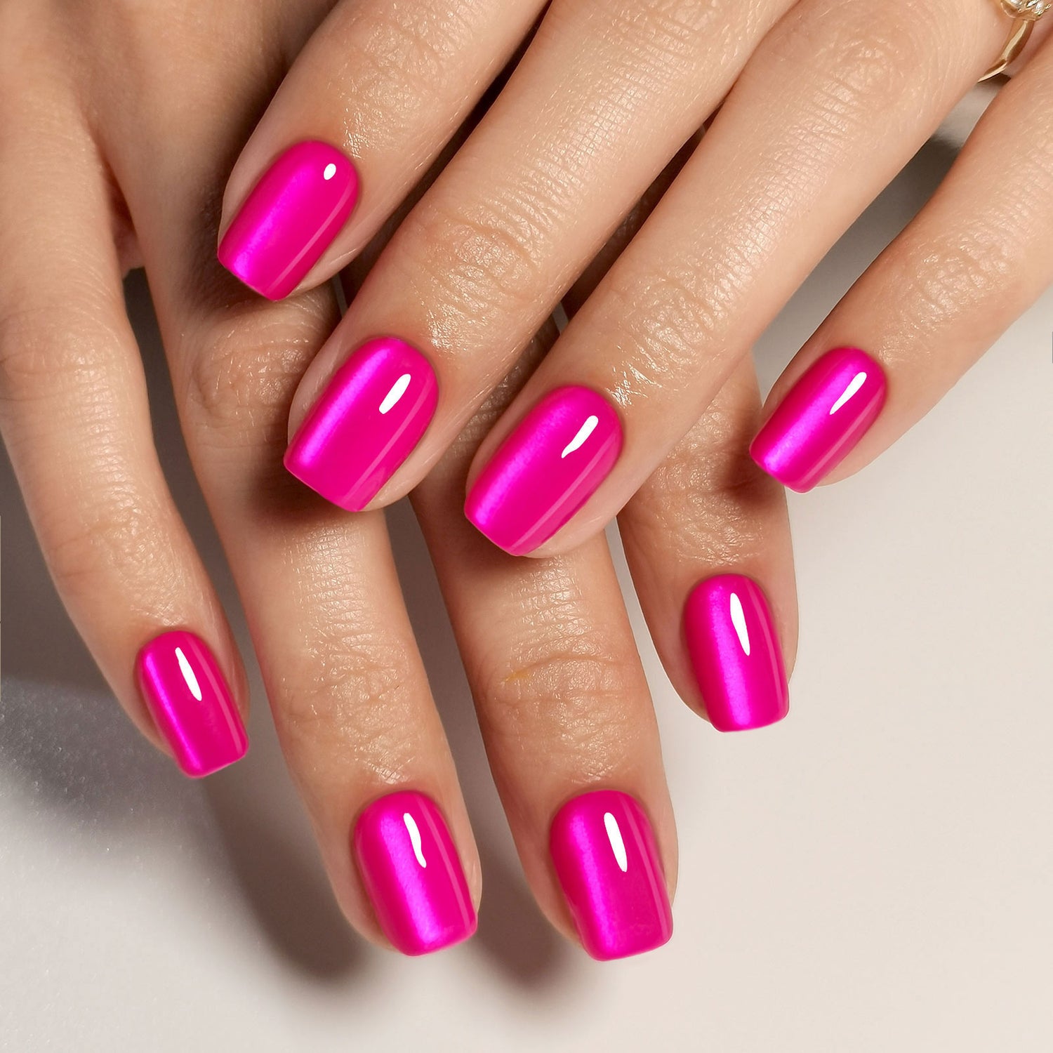 Cat Eye Hot Pink Soft Gel Nails