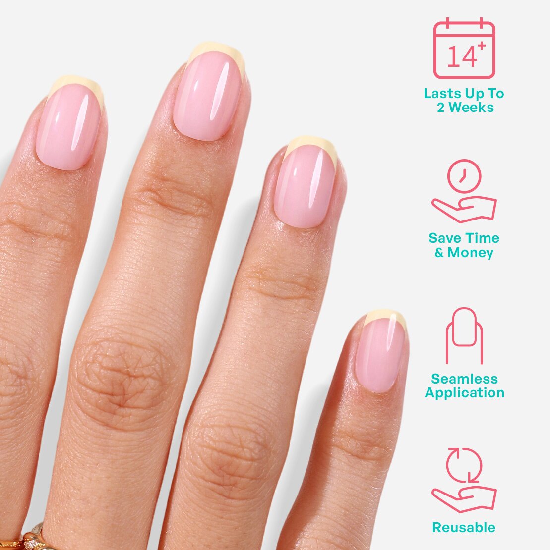 Butter Yellow French Tips Short Square Nails