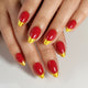 Red Gold-Tipped French Tip Short Press-On Nails