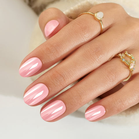 Cherry Blossom Pink Oval Nails