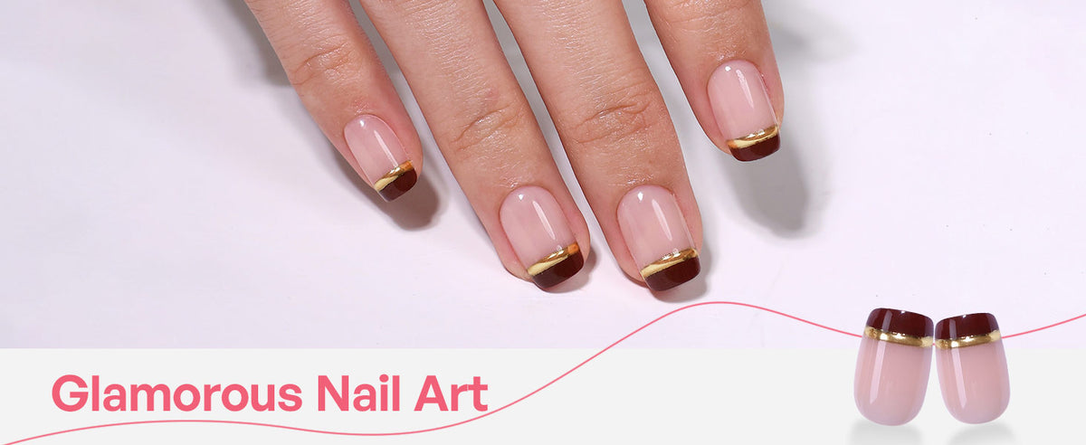 Espresso Gold-Line French Tips — Short Square detail image 3