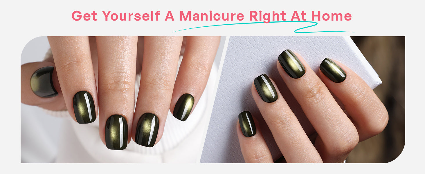 Gilded Noir Cat Eye Black Gold Short Square Press-On Nails detail image 1