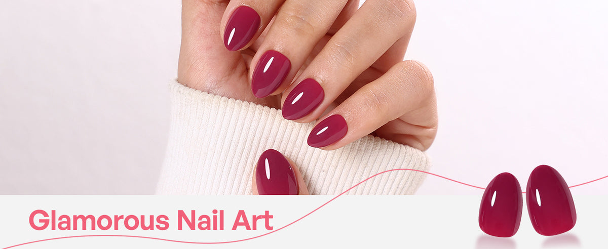 Plum Nocturne Burgundy — Extra Short Almond detail image 5