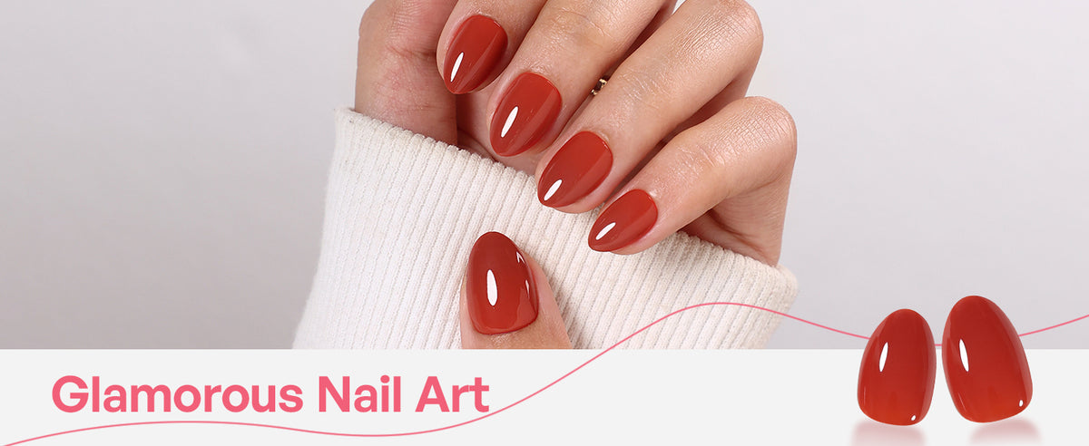 Autumn Ember Brown Gloss — Extra Short Almond detail image 5