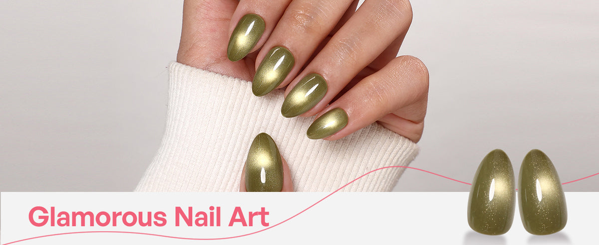 Sage Orbit Green Cat Eye — Short Almond detail image 5