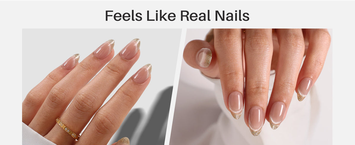 Smile & Shine French Cat Eye Short Almond Press-On Nails detail image 1