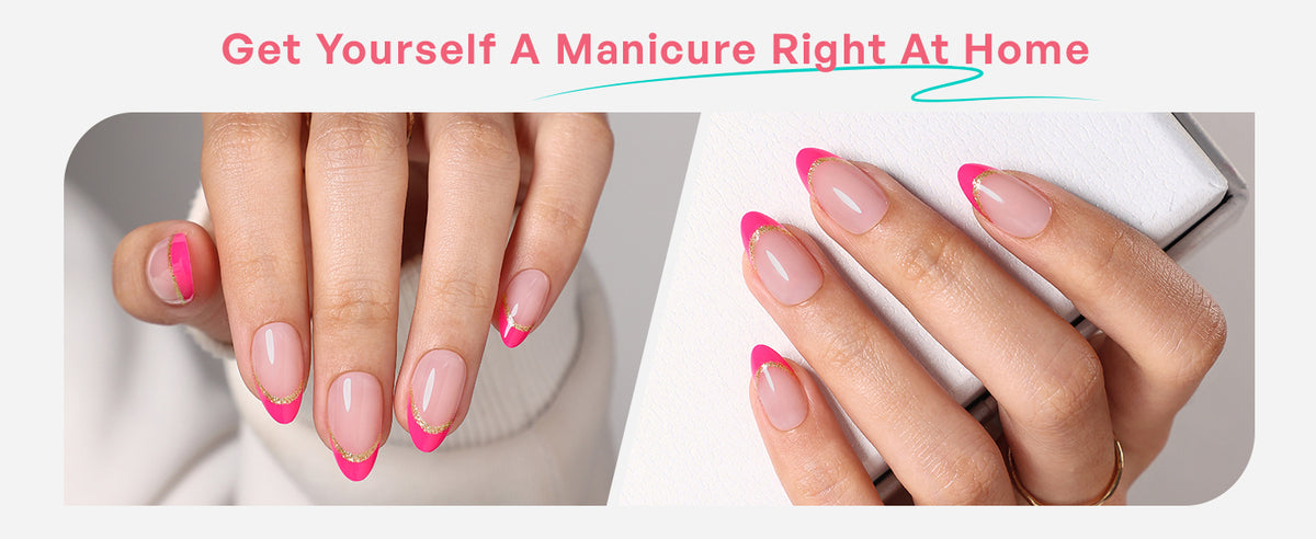 Muse Flame Pink Gold-Edge French — Short Almond detail image 2