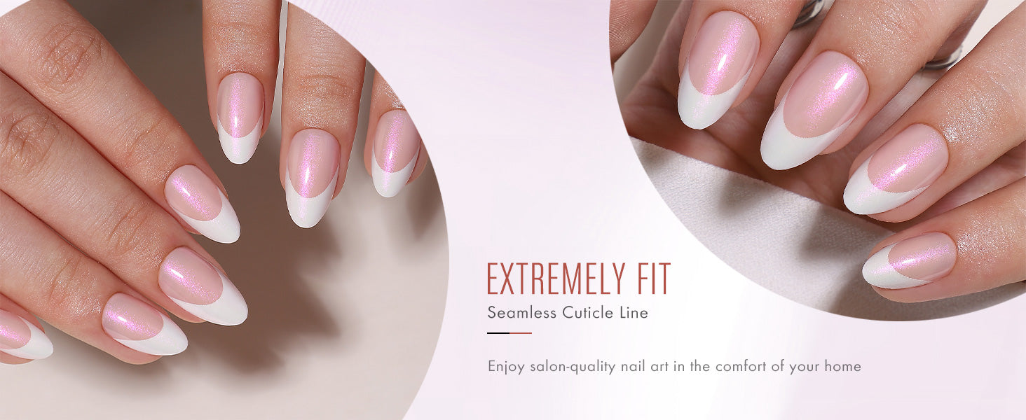 French Tip White Short Almond Soft Gel Press-On Nails detail image 1