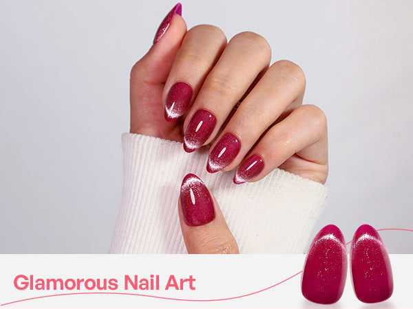 Berry Stardust Cat Eye fucsia — Mandorla corta detail image 3