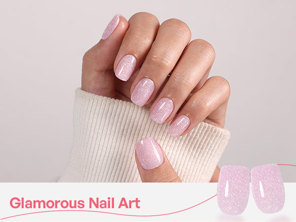 Pink Stardust Glitter — Short Square detail image 3
