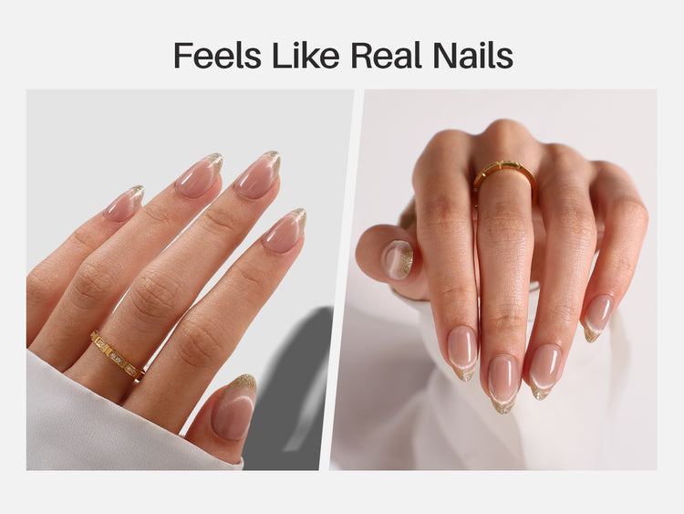 Smile & Shine French Cat Eye Short Almond Press-On Nails detail image 2