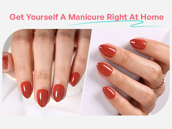 Autumn Ember Brown Gloss — Extra Short Almond detail image 2