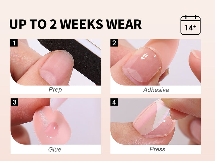 Blush rose effet savon — faux ongles press-on carrés courts en gel souple detail image 3