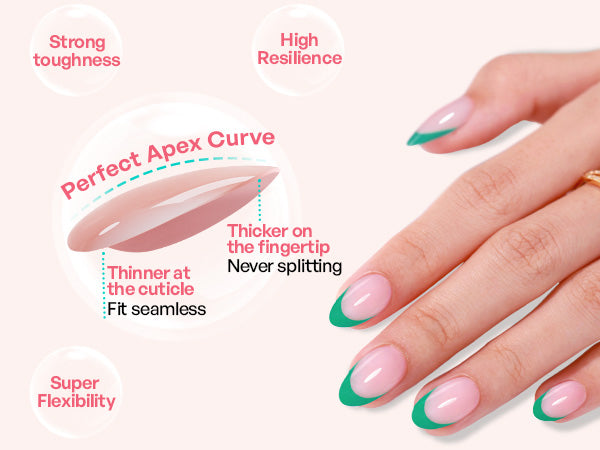 French Tip Green Jade Short Almond Soft Gel Press on Nails detail image 1