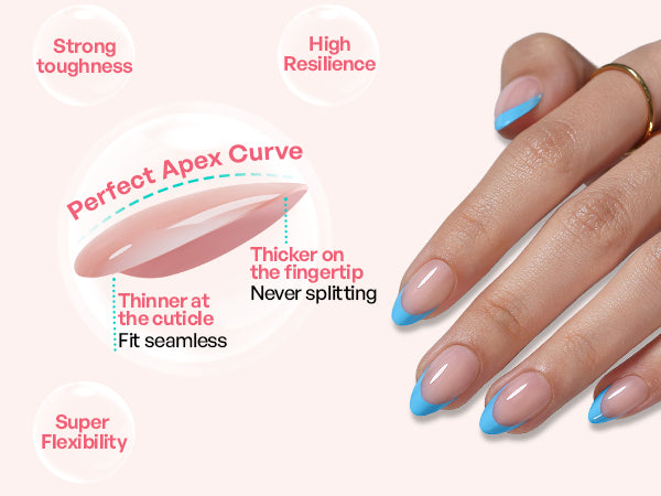 French Tip Baby Blue Short Almond Soft Gel Press on Nails detail image 1