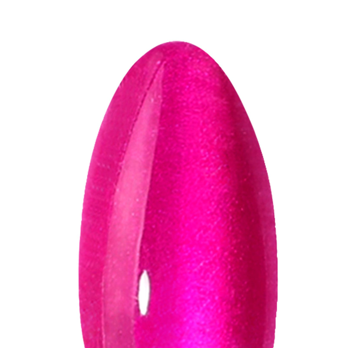 Cat eye hot pink almond press-on nail, single nail close-up
