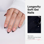 French Tip Black Short Almond Soft Gel Press on Nails product image 5 | SHANGMENG®