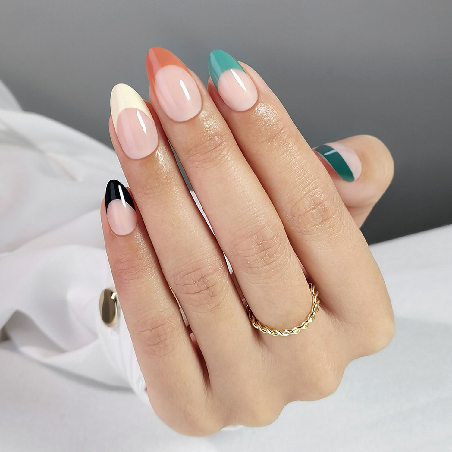 Earth Tones French Tips Press-on Nails