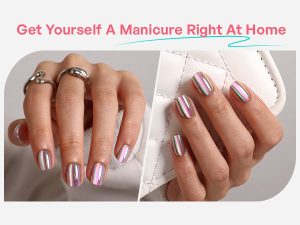 Aurora Rainbow Salon Style Reusable Soft Gel Press on Nails detail image 3