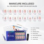 Beige French Tip Oval Press on Nails 16 size options mm measurement chart | SHANGMENG®