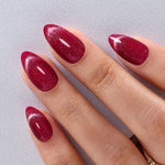 Berry Stardust Fuchsia Cat Eye — Short Almond fuchsia shimmer close-up | SHANGMENG®