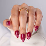 Berry Stardust Fuchsia Cat Eye — Short Almond main hand view | SHANGMENG®