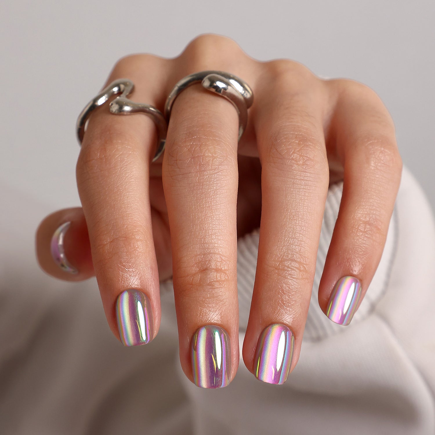 Aurora Rainbow Salon Style Reusable Soft Gel Press on Nails product image 7 | SHANGMENG®