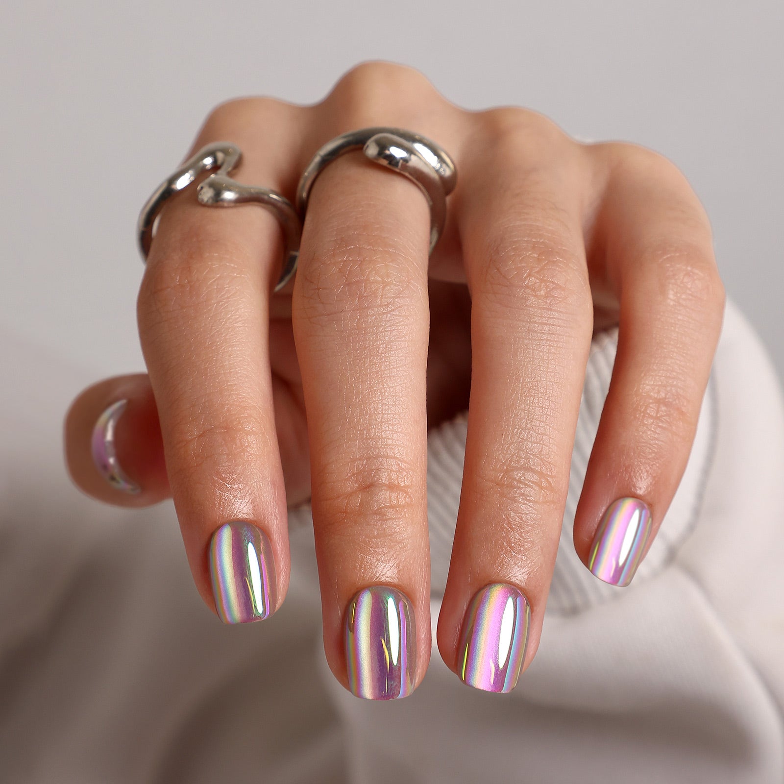 Aurora Rainbow Salon Style Reusable Soft Gel Press on Nails product image 7 | SHANGMENG®