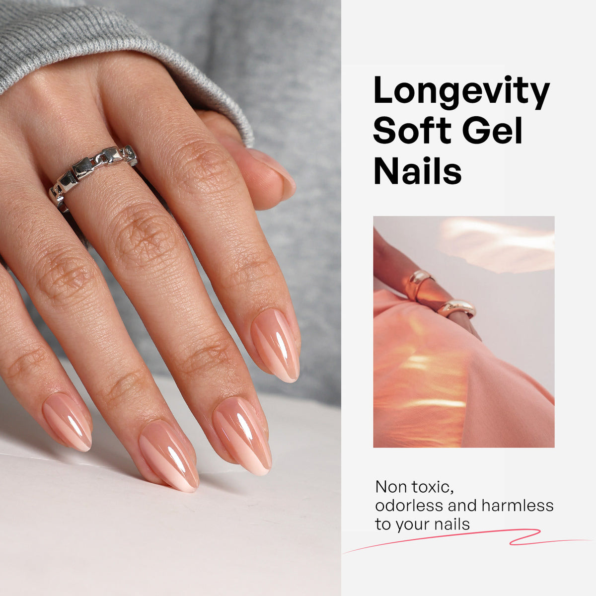Champagne Salon Style Reusable Soft Gel Press on Nails product image 4 | SHANGMENG®