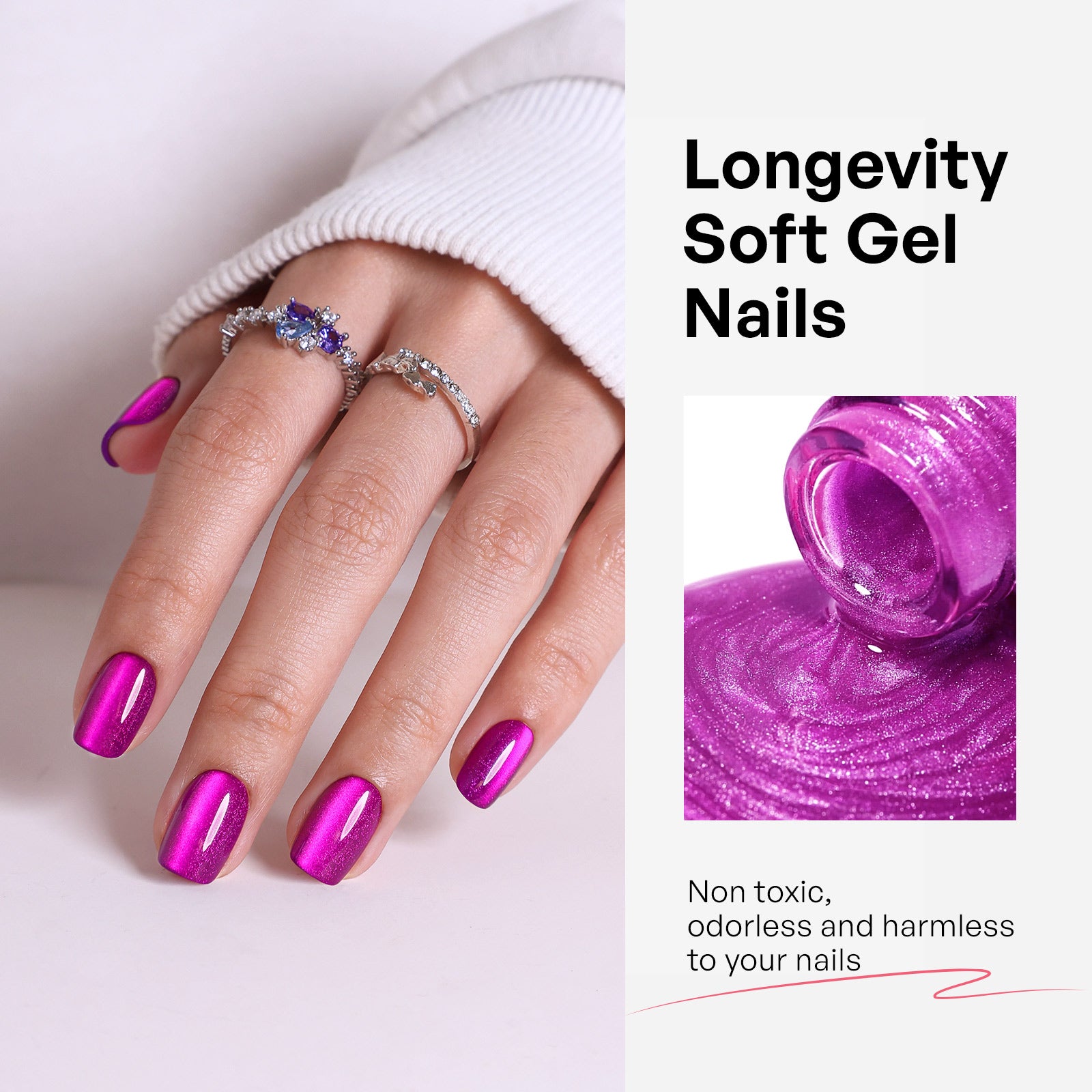 Amethyst Glow Salon Style Reusable Soft Gel Press on Nails product image 4 | SHANGMENG®