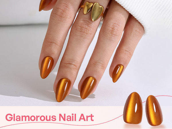 Burnt Orange Cat Eye Press on Nails detail image 1