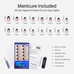 French Black Tips Short Almond Nails 16 size options mm measurement chart | SHANGMENG®