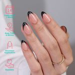 French Tip Black Short Almond Soft Gel Press on Nails product image 2 | SHANGMENG®