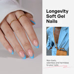French Tip Baby Blue Short Almond Soft Gel Press on Nails product image 3 | SHANGMENG®