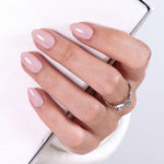 Blush Veil Pale Pink — Extra Short Almond glossy finish close-up | SHANGMENG®