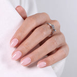 Blush Veil Pale Pink — Extra Short Almond side view of the full set | SHANGMENG®