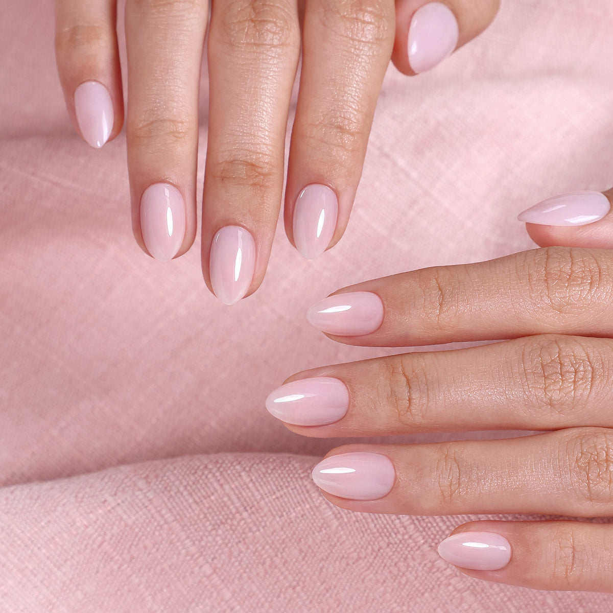 Blush Veil Pale Pink — Extra Short Almond lifestyle atmosphere | SHANGMENG®