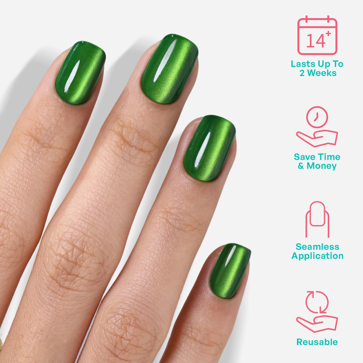 Cat Eye Green Emerald Halloween Nails