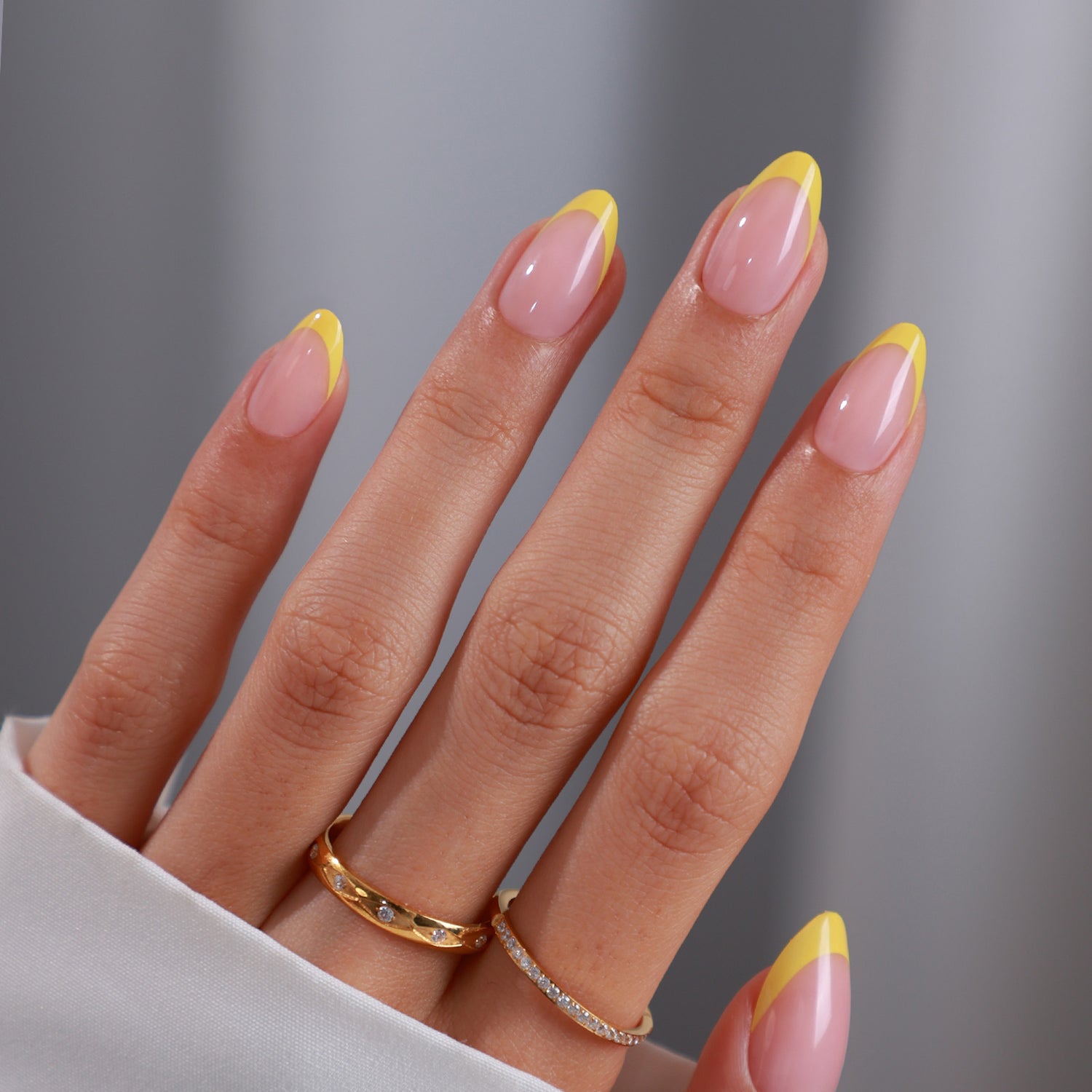 Yellow French Tips Fall Almond Nails
