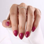 Plum Nocturne Burgundy — Extra Short Almond on hand view | SHANGMENG®