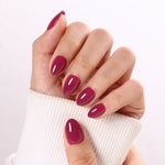 Plum Nocturne Burgundy — Extra Short Almond on hand view | SHANGMENG®