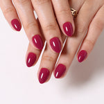 Plum Nocturne Burgundy — Extra Short Almond on hand view | SHANGMENG®