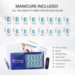 Cat Eye Baby Blue Square Press on Nails 16 size options mm measurement chart | SHANGMENG®