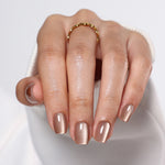 Champagne Halo Beige Cat Eye — Short Square front hand main view of the beige cat-eye short square finish | SHANGMENG®