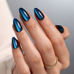 Sapphire Muse unhas press-on amendoadas cat eye: vista da mão, cat eye amendoado c | SHANGMENG®